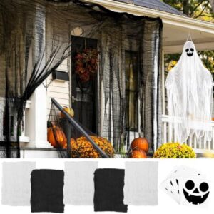 5stk Gruselige Halloween Deko Stoff,1.5×2 M Halloween-Deko Gaze Innen Außen