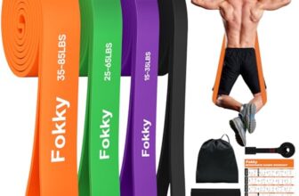 Fokky Widerstandsbänder Resistance Bands Set, 4 Stufen von Fitnessbänder, Klimmzug Bänder mit Türanker & Schutzpads, Gymnastikband für Fitness, Muskelaufbau, Kraftraining