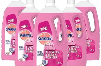 Sagrotan Allzweck-Reiniger Blütenfrische – 2in1 Desinfektionsmittel für die zuverlässige Reinigung von Oberflächen – 5 x 1,5 l Putzmittel