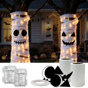 Halloween Deko Outdoor, Halloween Deko Geist Baum mit LED, Geister DIY