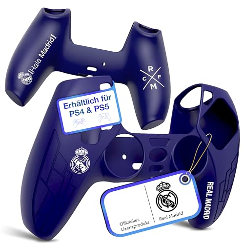Fantroller® PS5 Controller Hülle mit offiziellem Real Madrid Design für maximalen Schutz & Grip I PlayStation 5 Controller Hülle erhältlich in blau & weiß