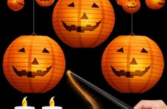 Charfia Halloween deko, 10 Stück LED Papierlaternen Kürbis Laterne Deko Halloween Decorations Deko für Zimmer, Kürbislaterne für Home Party