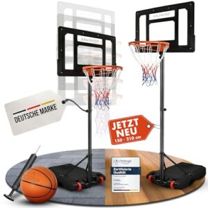 VALENESS® Profi Basketballkorb Outdoor 150–210 cm höhenverstellbar mit Ball