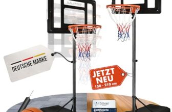 VALENESS® Profi Basketballkorb Outdoor 150–210 cm höhenverstellbar mit Ball