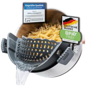 Netrox Schnappsieb aus Silikon, Nudelsieb Aufsatz für Topf & Pfanne