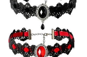2 Stück Gothic Schmuck Spitzenhalsketten,für Halloween Accessoires Damen
