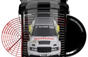 Sonax HWA Auto Wascheimer Set mit Sieb und Deckel | 19l Autowascheimer Schwarz mit Gitter zur Schmutzfilterung | Eimer für die Autowäsche | Auto Putzeimer