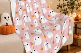 FestiKiva Halloween Kuscheldecke mit Geistern & Kürbissen für Sofa & Bett