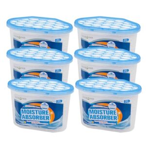 OOOFLOWER Feuchtigkeitsabsorber 6er-Pack, Schnell wirkender Luftentfeuchter mit auslaufsicherem Design, Langanhaltender Entfeuchter für Schrank, Badezimmer, Keller, Auto & Wohnmobil