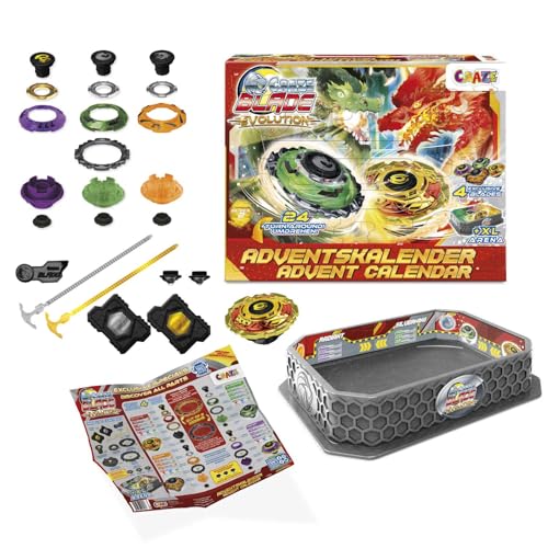 CRAZE BLADE Adventskalender undefined Kinder – Kampfkreisel mit XL-Arena & Launcher