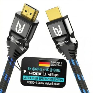 Ultra HDTV 8K HDMI 2.1 Kabel 2m – Ultra High Speed zertifiziert, 48Gbps