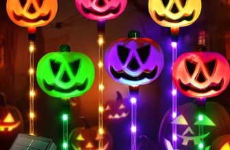 Homeleo Set von 6 Kürbis Solarlampen für Halloween Outdoor, Garten Deko, Solar Pumpkin Pathway Lights Außen Wetterfest für Patio, Rasen, Zaun, Veranda, Balkon