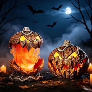 NKFBEV Halloween Deko Kürbis, Halloween Animatronic Kürbiss, Halloweens Animatronic Kürbiss Offenem Mund mit Stimmaktiviertem Heben Geräusche, Gruselige Dekoration für Hof Garten Party Spukhäuser