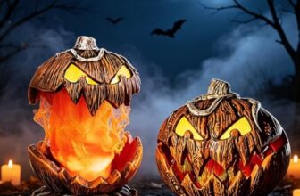 NKFBEV Halloween Deko Kürbis, Halloween Animatronic Kürbiss, Halloweens Animatronic Kürbiss Offenem Mund mit Stimmaktiviertem Heben Geräusche, Gruselige Dekoration für Hof Garten Party Spukhäuser