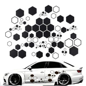 JOVYTH 52 Stück Waben-Muster Auto Aufkleber Schwarz, Hexagonal Racing Sticker für Karosserie Motorrad Motorhaube, Kratzer Abdeckung Dekoration Tuning Zubehör Set
