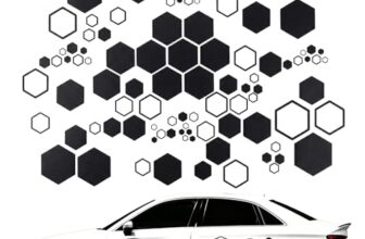 JOVYTH 52 Stück Waben-Muster Auto Aufkleber Schwarz, Hexagonal Racing Sticker für Karosserie Motorrad Motorhaube, Kratzer Abdeckung Dekoration Tuning Zubehör Set