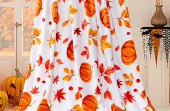 Halloween Kürbis Decke 130*150cm,Herbst Kürbis Plüsch-Flanell Decke,Thanksgiving Ahornblätter Decken,Thanksgiving Ahornblätter Decken für Kinder,Herbst-Kürbisdecke für Wohnzimmer Couch Bett Stuhl,Weiß