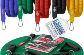 Resistance Widerstandsband Set Textil mit Trainings-eBook – Expander Tubes Bänder Band Stoff Fitnessbänder – Widerstandsbandset: 5 Griffe Türanker Fußschlaufen