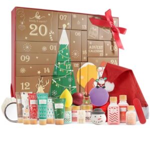 Adventskalender 2026 Frauen,24 Adventskalender 2026 Beauty,Body&Earth Weihnachtsgeschenke Geschenkset,Badesets für Frauen Geschenkbox mit Weihnachtsmütze,Weihnachtsdekoration,Weihnachtskalender 2026
