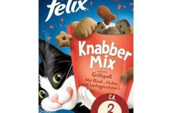 FELIX KnabberMix Grillspaß Katzensnack, Knusper-Leckerlie, 8 x 60g