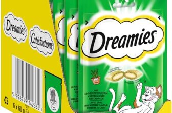 DREAMIES Katzensnacks – 6x60g – mit Katzenminze – Traumhaft knusprige Katzen Leckerlies mit zarter Füllung
