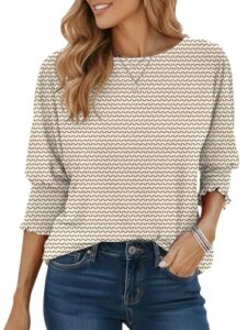 Cuptacc Damen Tshirt Rundhals Luftig Komfort Bluse Braune Radiowellen M