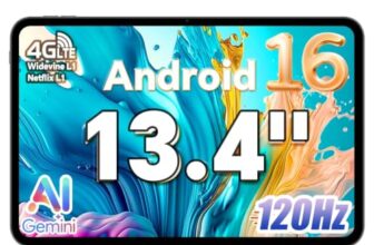 TECLAST Tablet 13.4 Zoll 120Hz Display Android 16 Gaming Tablets, 4G LTE Dual SIM, 48GB RAM+128GB ROM(4TB TF), Widevine L1/13MP/GPS, Gemini AI Tablets mit USBC Anschluss für Streaming, Filme