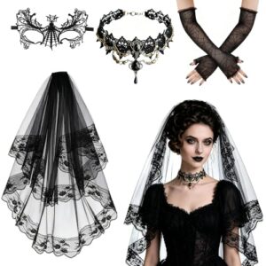 YDUNARISE Gothic Accessoires Damen,mit Schwarzer Schleier