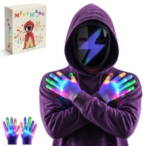 LED Halloween Maske Set mit Gestenerkennung und Handschuhe für Kinder