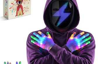 LED Halloween Maske Set mit Gestenerkennung und Handschuhe für Kinder