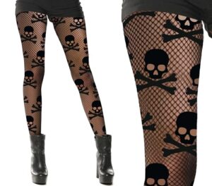 FIESTAS GUIRCA | Kostüm-Strumpfhose Damen Totenkopf – Netzoptik – Schwarz