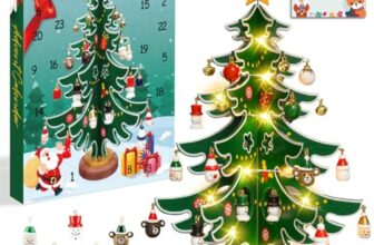 Etopgo Adventskalender 2026, Hölzerner Weihnachtsbaum und 30 Ornamenten, 24 Tage Weihnachten Countdown Adventskalender für Erwachsene, Jungen, Mädchen Weihnachtsdeko Anhänger