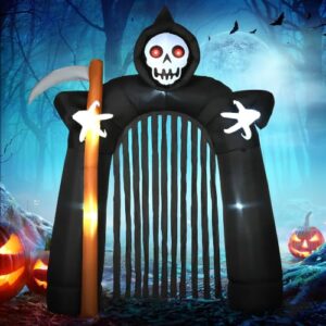 HOMCOM Aufblasbarer Sensenmann-Torbogen 2,85 m Große Halloween-Deko