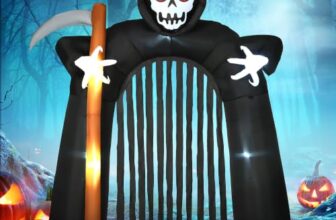 HOMCOM Aufblasbarer Sensenmann-Torbogen 2,85 m Große Halloween-Deko