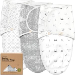 KeaBabies 3-Pack Bio Swaddle Schlafsack Baby 0-3 Monate (Nordic)