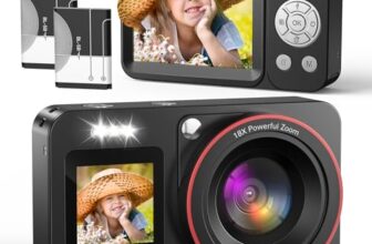 Digitalkamera 4K 64MP Vlogging Fotokamera Kompaktkamera 18X Digitalzoom Kamera für Kinder mit 2 Bildschirme, 2 Batterien, 64GB SD Karte für Kinder Teenager Anfänger, Schwarz