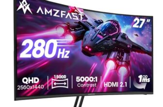 Amzfast Gaming Monitor Curved 27 Zoll, 280Hz, QHD 2560×1440, HDMI 2.1×2