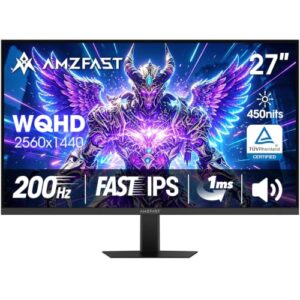 Amzfast 27 Zoll QHD 2560×1440 200Hz Gaming Monitor Fast IPS 450nits