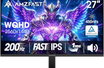 Amzfast 27 Zoll QHD 2560×1440 200Hz Gaming Monitor Fast IPS 450nits