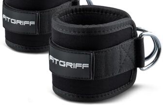 FITGRIFF® Fußschlaufen V1 (gepolstert) – für Fitness Training am Kabelzug – (2 Stück) Ankle Straps für Frauen und Männer (Schwarz)