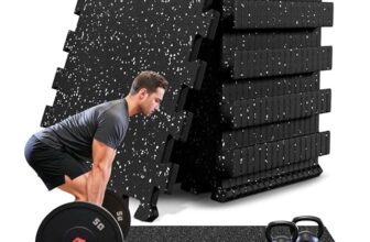 bemaxx Bodenschutzmatte Fitness – 18 Eva/Gummi-Matten im Set: Gym Fitnessgeräte Sportmatte Puzzlematte Laufbandmatte Fitnessmatte Unterlegmatte Sportgeräte Trainingsmatte Bodenmatte Gymnastikmatte