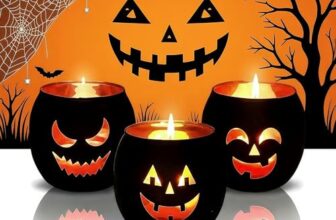 Kerzenhalter für Halloweendeko, 3 Stück Halloween Teelichthalter, Jack O Laterne, Teelichthalter, Schwarz Windlicht Glas mit Gravur, Halloween Deko für Tischdeko, Dekoration des Kamins