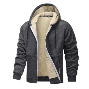 Fleecejacke Herren Übergangsjacke Gefütterte Herbst/Winterjacke Mit Kapuze