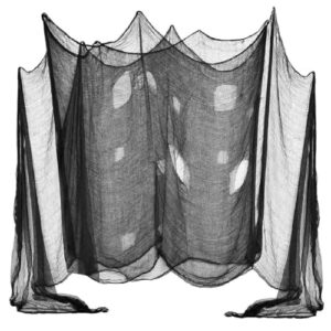 DealKits Halloween Deko Stoff, 600 x 120 Schwarz Dekogewebe für Halloween Party Dekoration, Gruseliges Tuch sorgt für mystische Stimmung, Der Fetztenstoff ist für die Türen Hallen Veranden Fenster