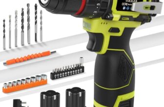 VOERJIA 16.8V akkuschrauber klein, Akku bohrmaschine mit 2*2000 mAh Akkus, 50N.m max bürstenloses akkubohrer, 20 + 3 Drehmoment, 3/8″ Bohrfutter, 2-Gang & Led lichter, 34PCS elektrowerkzeuge zubehör