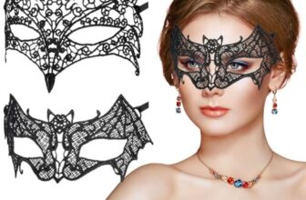 Aomig Spitze Maske, 2PC Venezianische Maske Spitze (B-Fledermaus+Fuchs)