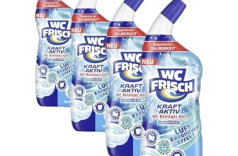 WC Frisch WC-Reiniger Gel Ozeanfrische (750 ml), WC-Reiniger mit Lufterfrischer-Effekt, Toilettenreiniger sorgt für hygienische Frische, mit 4-fach Aktivstoff-Kombination (Packung mit 4)