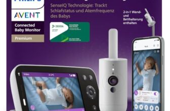 Philips AVENT Premium Connected Babyphone mit Kamera, das bisher Beste Babyphone, Schlaf- und Atmungs-Tracking mit KI, Schrei-Interpretation, DEKRA Zertifiziert privat und sicher, SCD973/26