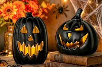 Halloween Deko Kürbis LED, Herbstdeko Innen Tisch Herbst Kürbis Deko LED