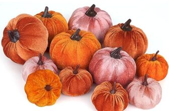 Miaikoe 12 Pcs Künstliche Kürbisse Verschiedene Größen Gefälschte Stoff Ernte Kürbis Set Orange Braun Khaki Schaum Kürbis für Herbst Herbst Thanksgiving Halloween Dekoration
